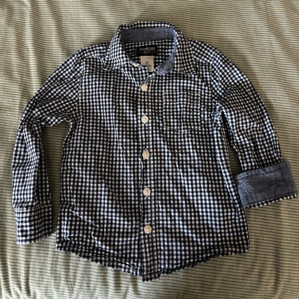 OshKosh B'gosh Black and White Checkered Button Down Shirt
